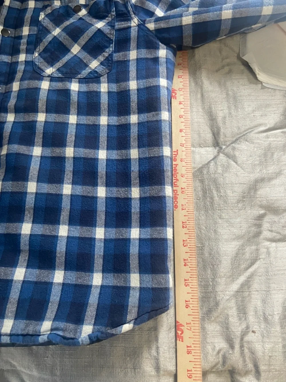 Big Mac Sz L Men’s Blue & White Plaid Snap-Front Flannel work Shirt/jacket